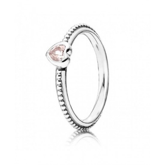 Pandora Ring-Silver Synthetic Pink Sapphire Heart