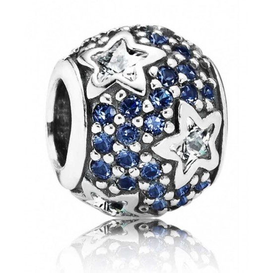 Pandora Charm-Silver Midnight Blue Pave Stars Jewelry