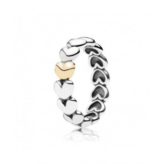Pandora Ring-Silver And 14ct Gold Heart Band