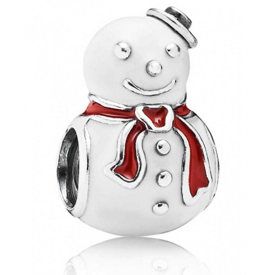 Pandora Charm-Silver Enamel Snowman Jewelry