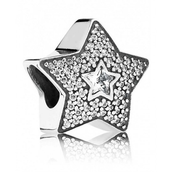 Pandora Charm-Silver Pave Wishing Star Jewelry