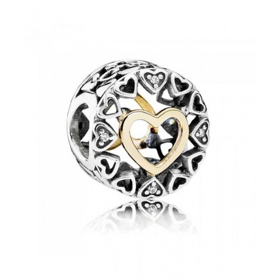 Pandora Charm-Silver 14ct Gold Circle Of Love