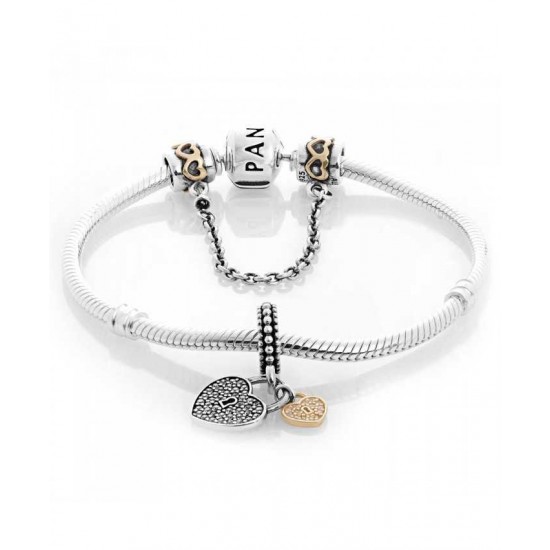 Pandora Bracelet-Golden Love Locks Complete