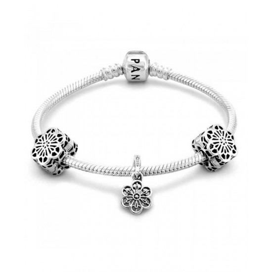 Pandora Bracelet-Silver Floral Lace Bundle
