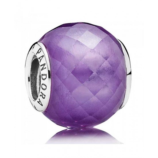 Pandora Charm-Silver Faceted Purple Cubic Zirconia