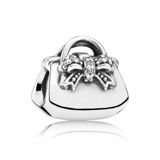 Pandora Charm-Silver Cubic Zirconia Sparkling Handbag