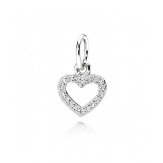 Pandora Charm-Silver Cubic Zirconia Open Heart Pendant