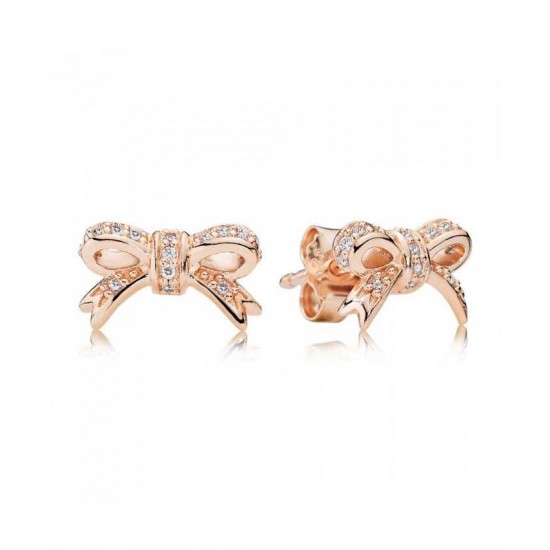 Pandora Earring-Rose Bow Stud Cubic Zirconia Jewelry