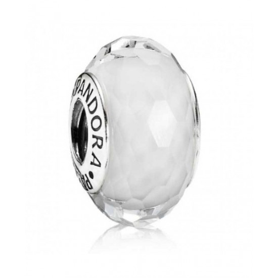 Pandora Bead-Sterling Silver White Facted Murano Glass