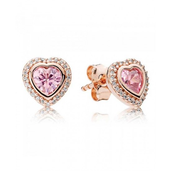 Pandora Earring-Rose Pink Sparkling Love Stud