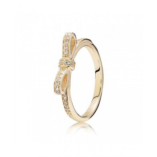 Pandora Ring-14ct Gold Delicate Bow Jewelry