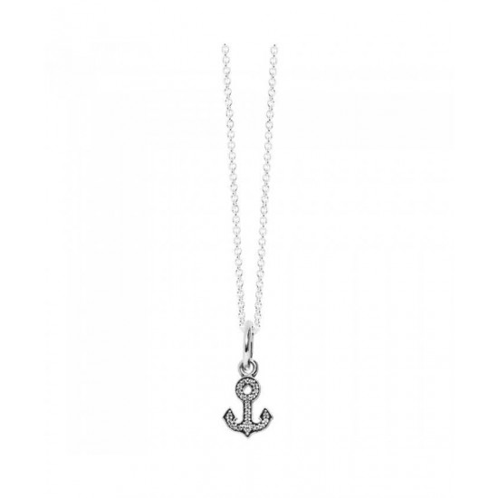 Pandora Necklace-Silver Cubic Zirconia Anchor