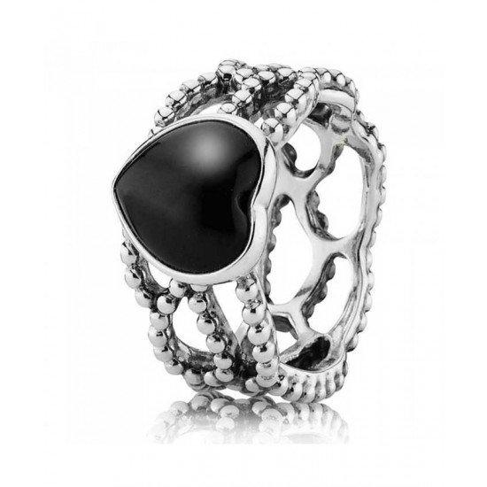 Pandora Ring-Sterling Silver Black Onyx