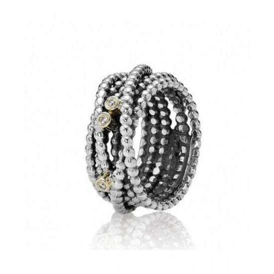 Pandora Ring-Silver And 14ct Gold Diamond Multi Jewelry
